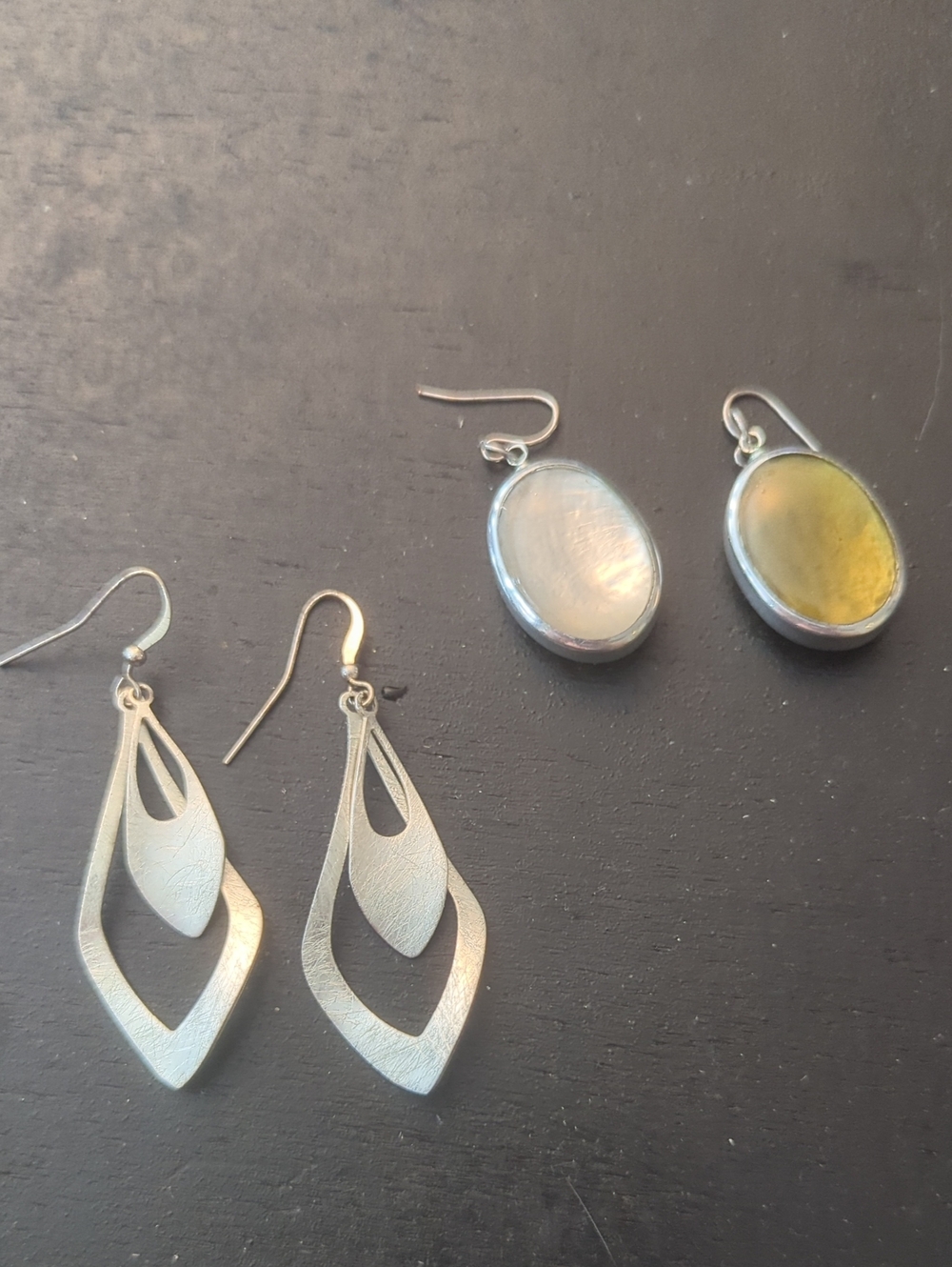 Lot Of Two Silvertone Drop Earrings